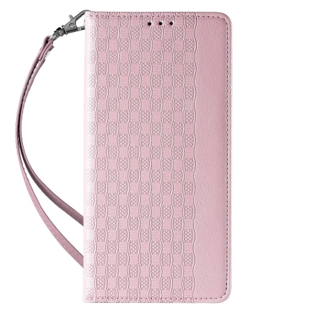 Magnet Strap Case etui iPhone 14 pokrowiec z klapką portfel mini smycz podstawka różowe