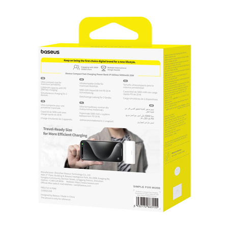 BASEUS POWERBANK OS-COMPACT IP 5000MAH 20W DO TELEFONÓW SZYBKIE ŁADOWANIE
