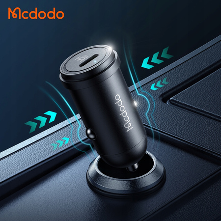 MCDODO SZYBKA ŁADOWARKA SAMOCHODOWA DO TELEFONU USB-C LED + KABEL USB-C 1M