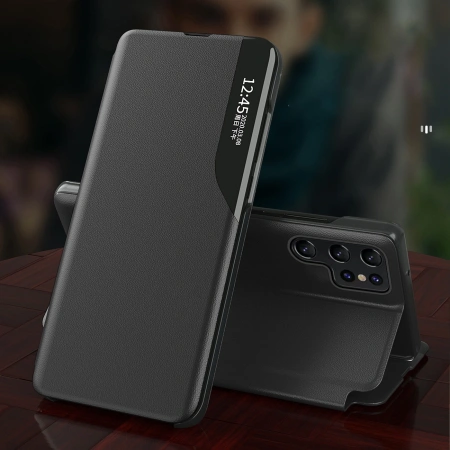 HURTEL ETUI DO SAMSUNG GALAXY S24 FE Z KLAPKĄ, STANDEM I EKOLOGICZNĄ SKÓRĄ
