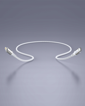 INNOSTYLE POWERFLEX KABEL USB-C LIGHTNING MFI SZYBKIEGO ŁADOWANIA DO IPHONE KEVLAR 2M SREBRNY