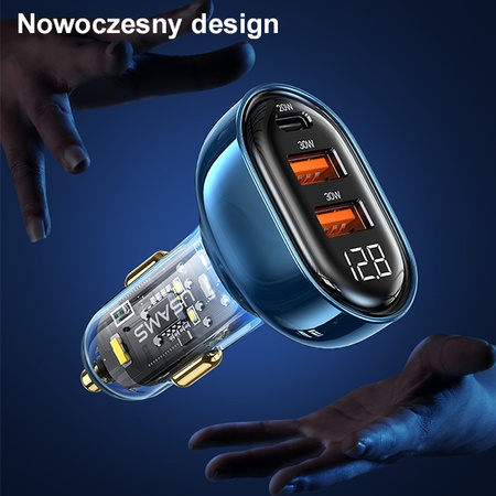 USAMS ŁADOWARKA SAMOCHODOWA 2xUSB 1xUSB-C 80W DO TELEFONÓW ZŁĄCZE USB-C