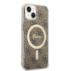 Guess zestaw ładowarka MagSafe + etui do iPhone 14 Plus 6,7" brązowe 4G Print (GUBPP14MH4EACSW)