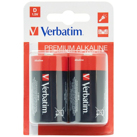 VERBATIM BATERIA ALKALICZNA D LR20 2SZT DO ZABAWKI ELEKTRONICZNEJ I LATARKI