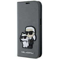 Etui Karl Lagerfeld KLBKP14SSANKCPG na iPhone 14 bookcase - srebrne Saffiano Karl&Choupette
