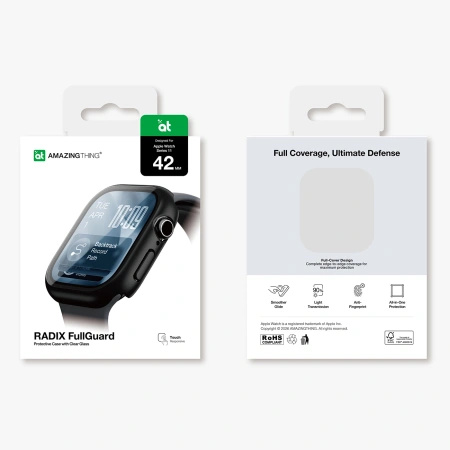 Szkło ochronne AMAZINGTHING Radix z etui na Apple Watch Series 11 42 mm - czarne