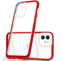 Clear 3in1 etui do iPhone 12 żelowy pokrowiec z ramką czerwony