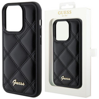 Etui Guess Quilted Metal Logo na iPhone 15 - czarne