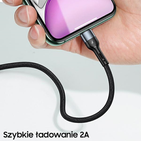 USAMS KABEL PLECIONY DO LIGHTNING IPHONE 12 13 14 1M SZYBKI PRZESYŁ DANYCH