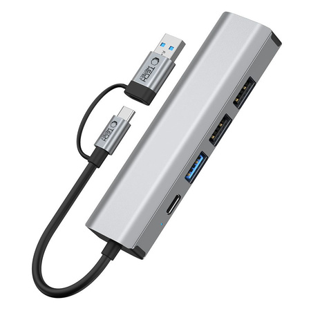 TECH-PROTECT HUB ADAPTER 5IN1 TYPE-C DO USB2.0 USB3.0 RJ45 KOMPUTER MACBOOK