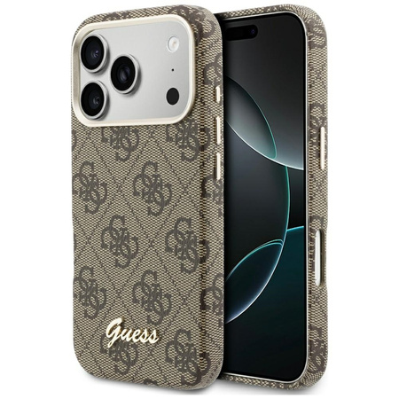Etui Guess 4G Script MagSafe do iPhone   17 Pro brązowy