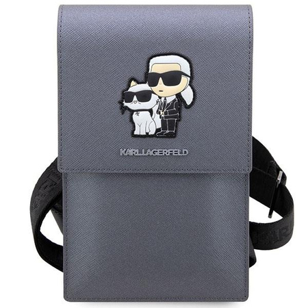 Etui Karl Lagerfeld Torebka KLWBSAKCPMG - srebrne Saffiano Karl&Choupette