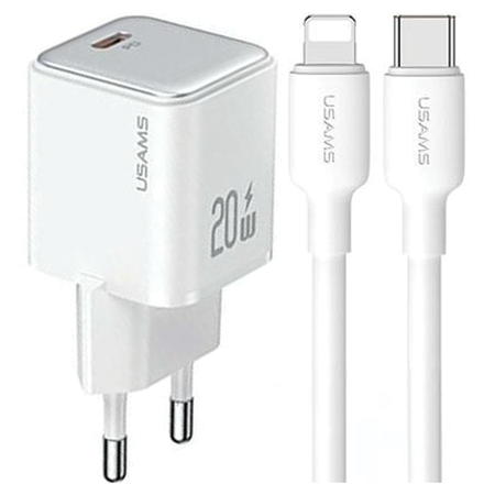 USAMS ŁADOWARKA PD20W DO IPHONE 11 12 13 14 15 Z KABLEM USB-C DO LIGHTNING
