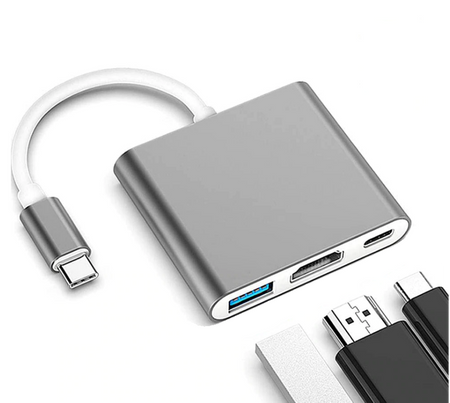 Adapter, 3 w 1, USB typu C, do Hdmi, Space Grey, Co2