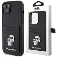 Etui Karl Lagerfeld Saffiano Cardslot Karl&Choupette Metal Pin do iPhone 15 - czarne