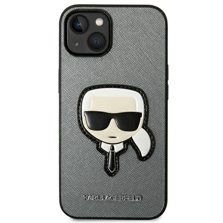 Karl Lagerfeld KLHCP14MSAPKHG iPhone 14 Plus 6,7" srebrny/silver hardcase Saffiano Karl`s Head Patch