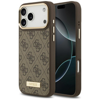 Etui Guess 4G Logo Plate MagSafe do      iPhone 17 Pro Max brązowy