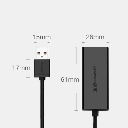 Ugreen zewnętrzna karta sieciowa RJ45 - USB 2.0 100 Mbps Ethernet czarny (CR110 20254)