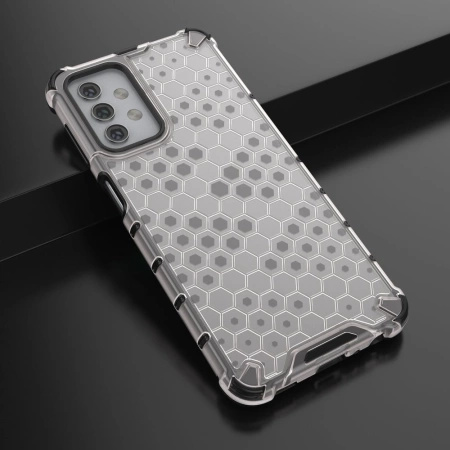 HURTEL ETUI HONEYCOMB DO SAMSUNG GALAXY A32 5G Z ŻELOWĄ RAMKĄ PRZEZROCZYSTE