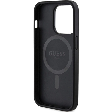 Etui Guess 4G Collection Leather Metal Logo MagSafe na iPhone 14 Pro - czarne