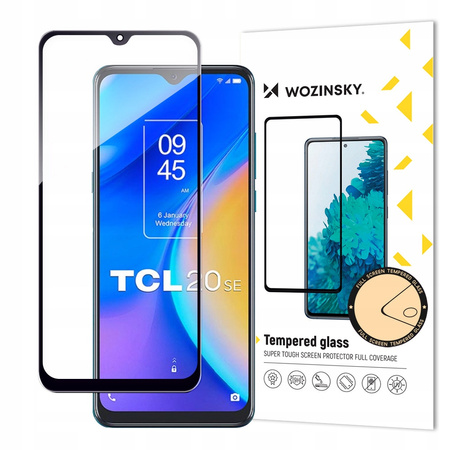 WOZINSKY SZKŁO HARTOWANE FULL GLUE DO TCL 20 SE 9H NA CAŁY EKRAN Z RAMKĄ