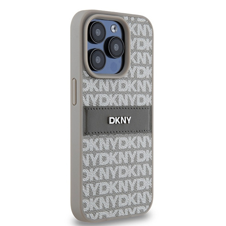 DKNY ETUI HARDCASE LEATHER MONO STRIPE DO IPHONE 15 PRO 6.1 Z LOGO