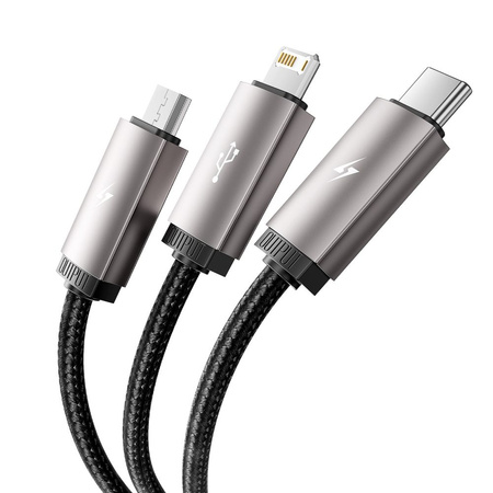 TECH-PROTECT ZESTAW KABLI 3W1 DO LIGHTNING TYPE-C MICRO-USB TELEFONÓW 100CM