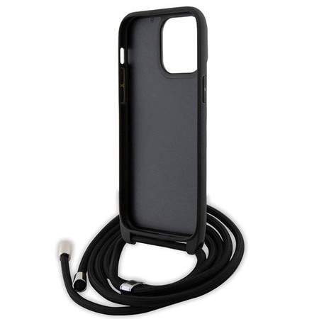 Etui Karl Lagerfeld KLHCP14XSAKCPSK na iPhone 14 Pro Max 6.7" hardcase - czarne Crossbody Saffiano Metal Pin Karl&Choupette