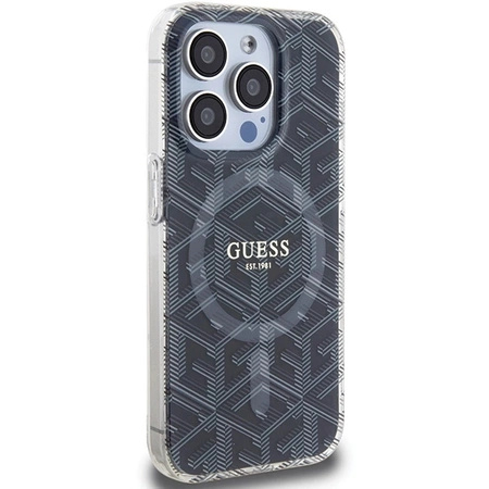 Etui Guess IML GCube MagSafe na iPhone 15 Pro Max - czarne