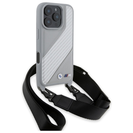BMW BMHCP16L23PSCCG iPhone 16 Pro 6.3   szary/grey hardcase M Edition Carbon Stripe & Strap