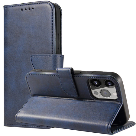 Magnet Case elegancki futerał etui pokrowiec z klapką i funkcją podstawki Xiaomi Redmi K40 Pro+ / K40 Pro / K40 / Poco F3 / Mi 11i niebieski