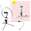 Baseus fotograficzna lampa 10'' ring flash pierścień LED do telefonu smartfona do zdjęć selfie filmów (YouTube, TikTok) + mini statyw czarny (CRZB10-A01)