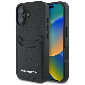 KARL LAGERFELD ETUI DO IPHONE 16 HC GRAINED PU KIESZEŃ NA KARTY METALOWA