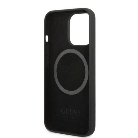 Guess GUHMP13LSPLK iPhone 13 Pro / 13 6,1" czarny/black hard case Silicone Logo Plate MagSafe