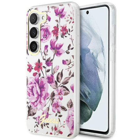 Etui Guess GUHCS23SHCFWST S23 S911 - białe Flower Collection