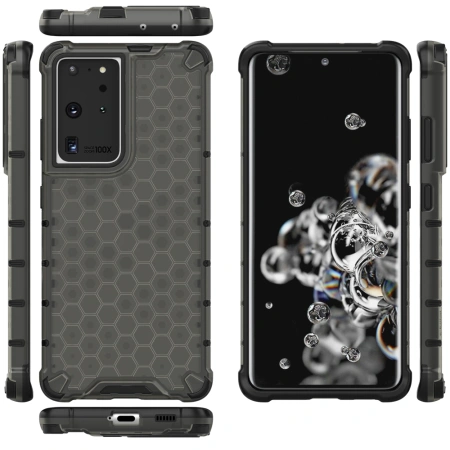HURTEL ETUI PANCERNE DO SAMSUNG GALAXY S22 ULTRA HONEYCOMB Z ŻELOWĄ RAMKĄ