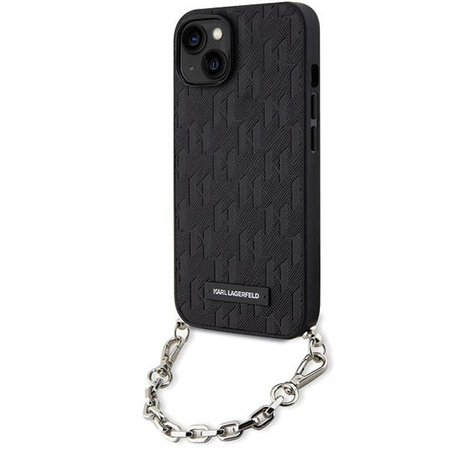 Etui Karl Lagerfeld Saffiano Monogram Chain KLHCP14SSACKLHPK na iPhone 14 - czarne