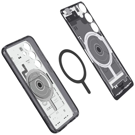 Etui Spigen Ultra Hybrid OneTap Ring z MagSafe na Samsung Galaxy S24 - przezroczyste (wzór Zero One)
