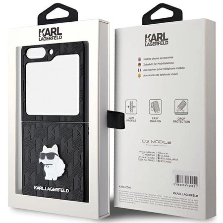 Etui Karl Lagerfeld Saffiano Monogram Choupette Pin na Samsung Galaxy Z Flip 5 - czarne