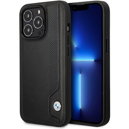 Etui BMW BMHCP14X22RBDK na iPhone 14 Pro Max - czarne Leather Blue Dots