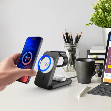 Accessories - 3mk MagRocket 3-in-1 Wireless Charger 15W Qi2 MPP Black