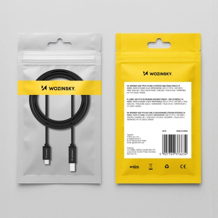 Kabel Wozinsky WKDDY1S USB-B - USB-C 1m - czarny