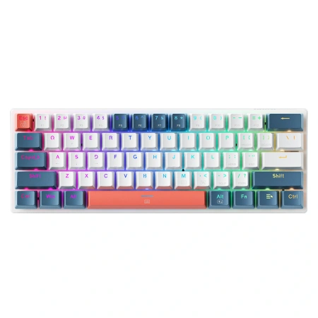 Klawiatura gamingowa Machenike K500-B61 przewodowa mechaniczna podświetlana Red Switch - biało-niebieska