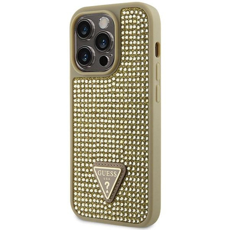 Etui Guess GUHCP14LHDGTPD na iPhone 14 Pro - złote Rhinestone Triangle