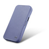 iCarer CE Premium Leather Folio Case skórzane etui iPhone 14 z klapką magnetyczne MagSafe jasnofioletowy (WMI14220713-LP)