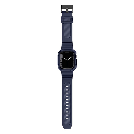 Kingxbar CYF106 2w1 pancerne etui Apple Watch SE, 8, 7, 6, 5, 4, 3, 2, 1 (41, 40, 38 mm) z paskiem niebieskie