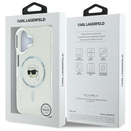 KARL LAGERFELD ETUI MAGNETYCZNE DO IPHONE 16 PLUS HARDCASE METAL KARL HEAD