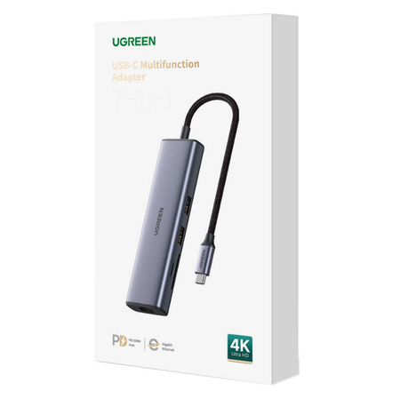 UGREEN ADAPTER HUB USB-C DO 2x USB 3.0 HDMI RJ45 SD TF DO KOMPUTERA LAPTOPA