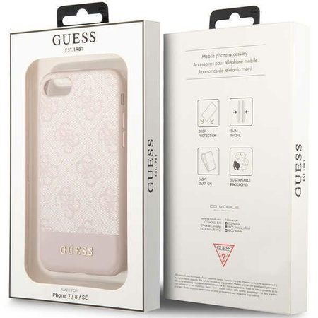 Etui Guess GUHCI8G4GLPI na iPhone 7 / 8 / SE 2020 / SE 2022 - różowe 4G Stripe Collection