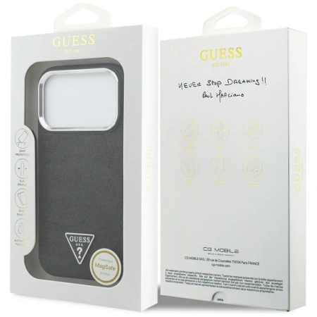 GUESS ETUI GLITTER TRIANGLE LOGO MAGSAFE DO IPHONE 17 PRO OCHRONA